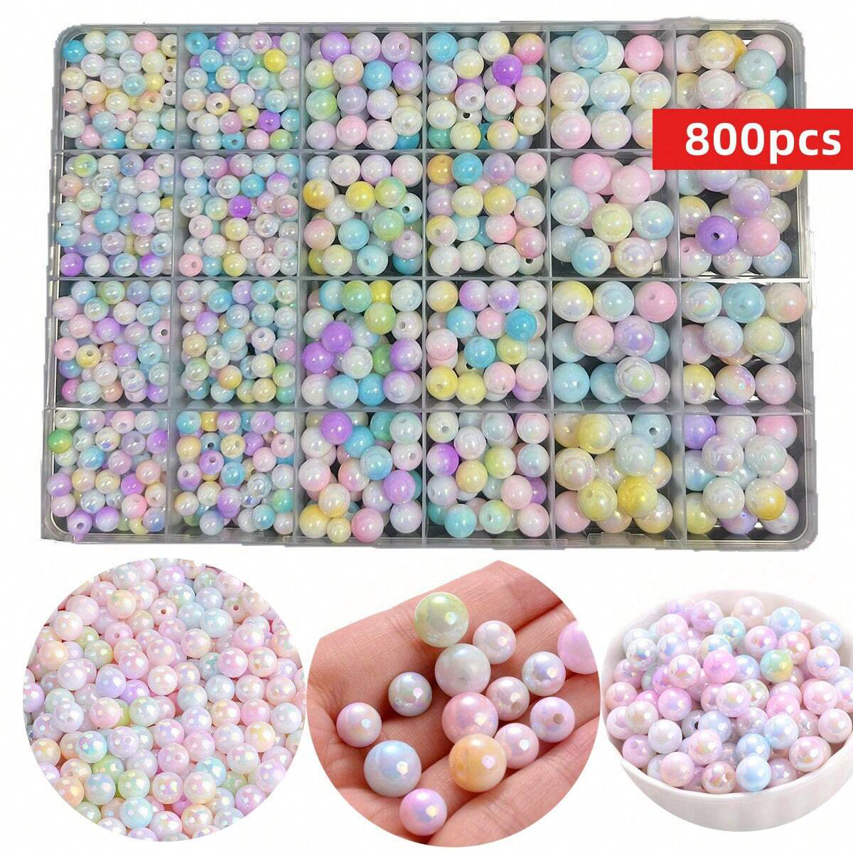 Bead Bracelet Men - 800pcs/24 grid set box 6mm/8mm/10mm cute