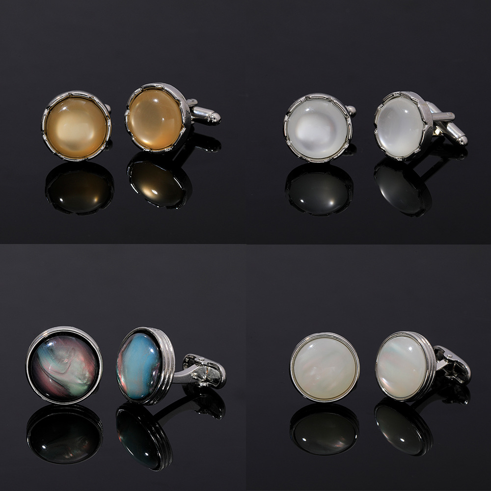 Men Accessories Style - Round Crystal Cufflinks for Men French