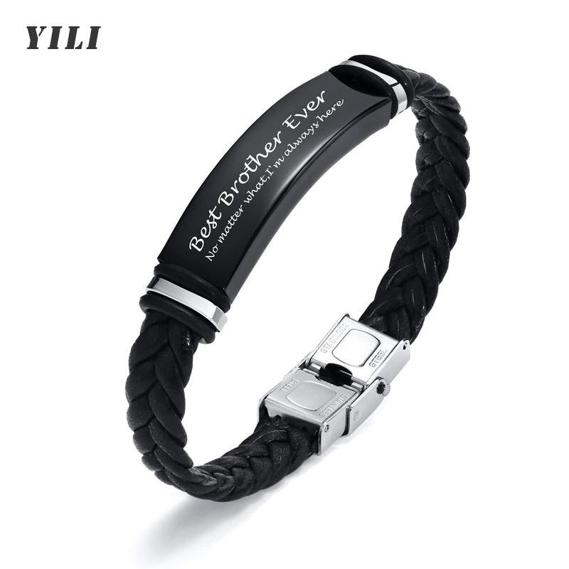 Bead Bracelet Men - Personalized Leather Bracelet for Men Stainless