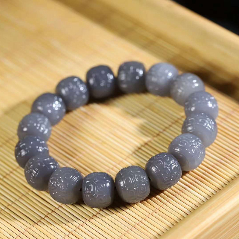 Bead Bracelet Men - Natural Hetian Jade Qinghai Old Material