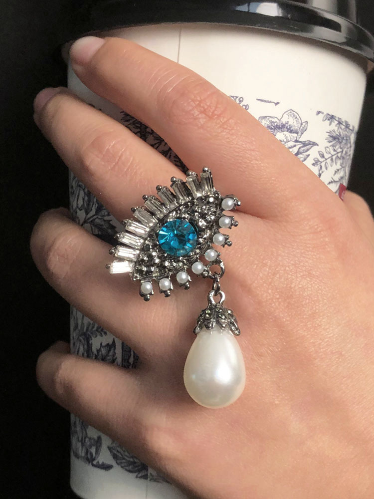 Men'S Accessories High End - Luxury Pearl Pendant Ring Fringe Devil