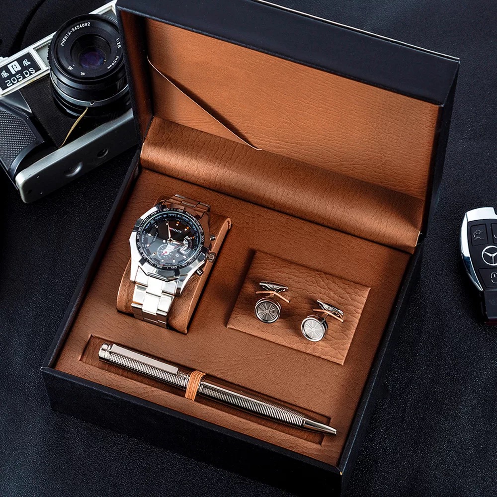 3Pcs Men Watch Gifts Set Fashi - Cufflink Box Set avis et prix