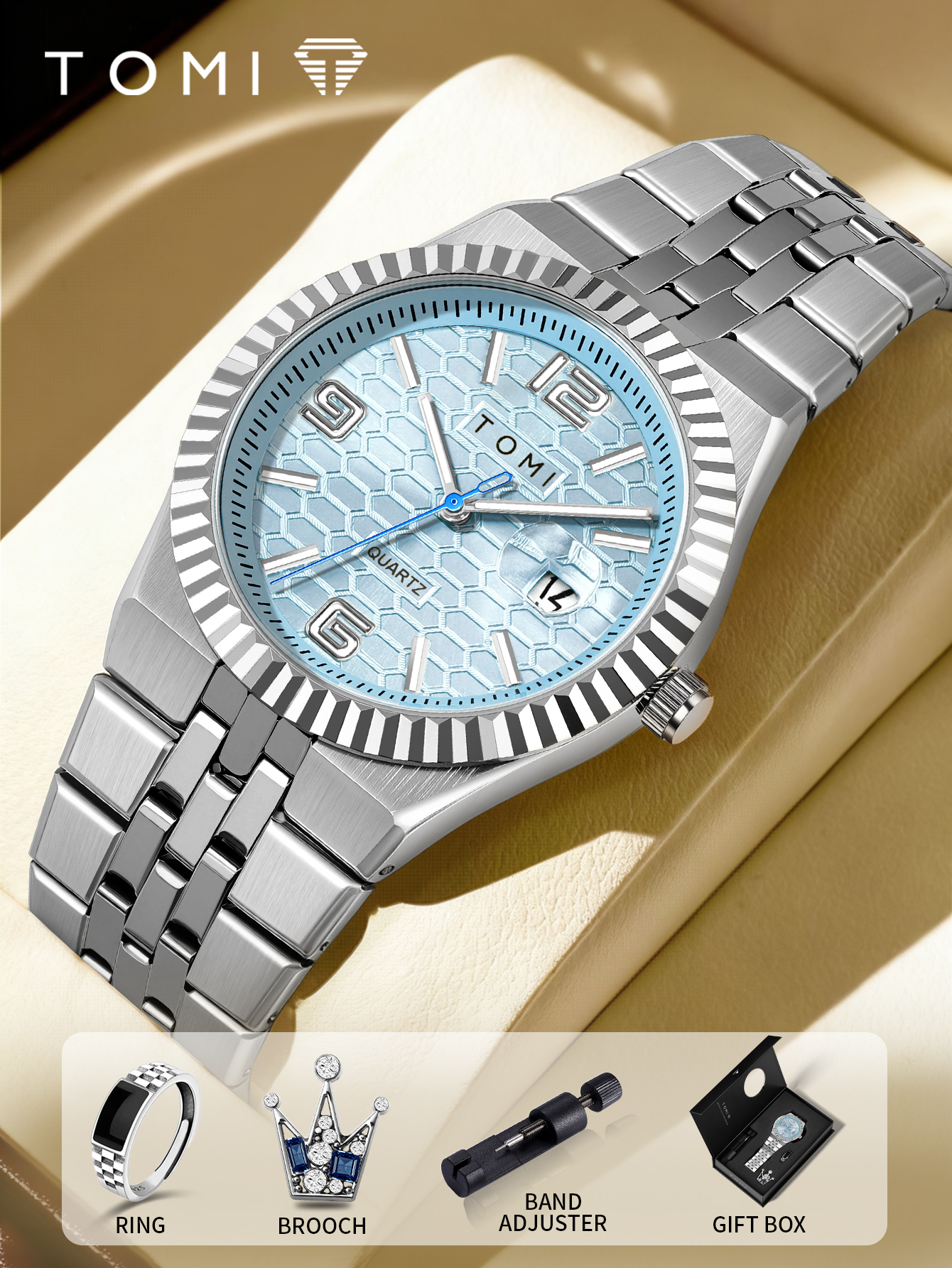 TOMI Luxury Men's Watch Steel  - Cufflink Box Set avis et prix