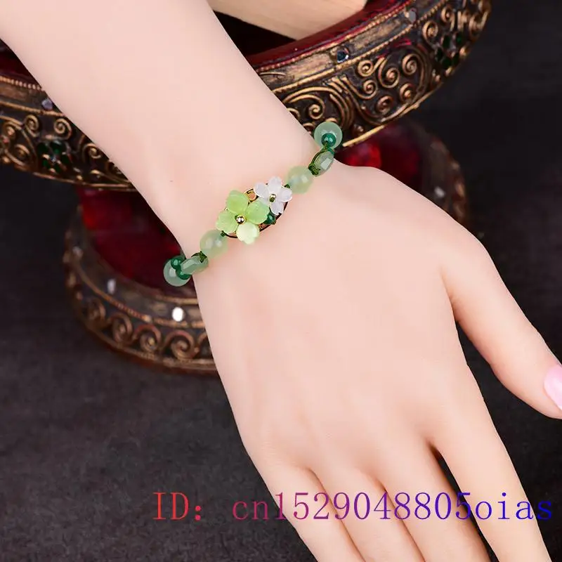 Green Jade Flower Bracelet Amu - Bead Bracelet Men avis et prix