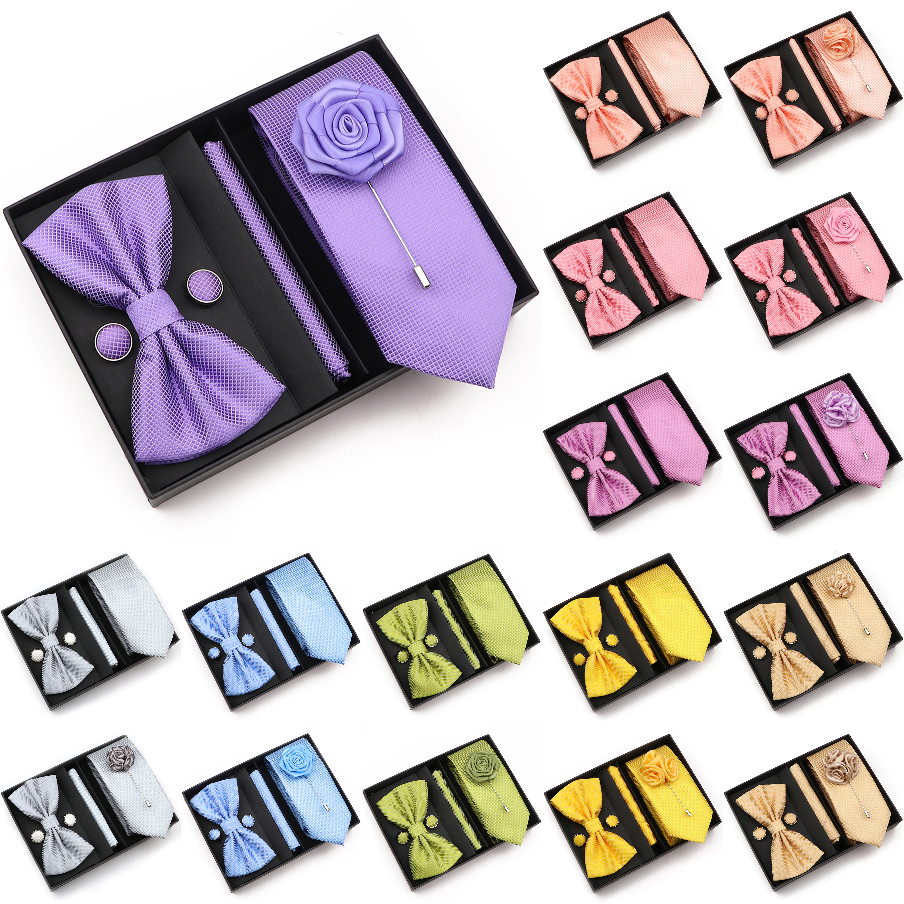 New Style Tie Set Solid Color  - Cufflink Box Set avis et prix