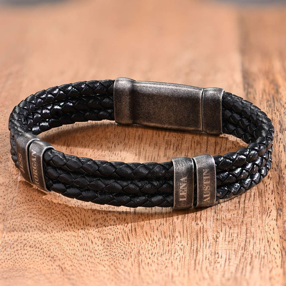 Custom Mens Leather Bracelet P - Bead Bracelet Men avis et prix