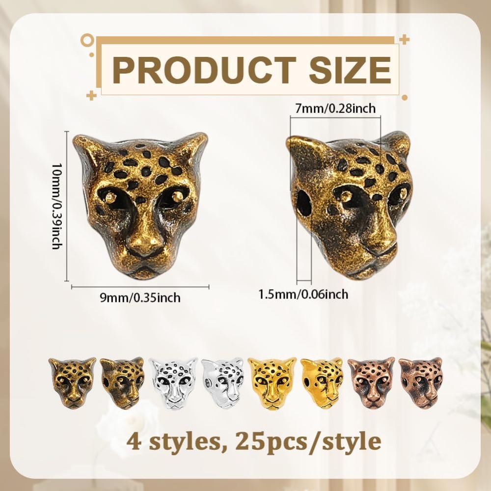 4 Colors Leopard Head Beads 10 - Bead Bracelet Men avis et prix