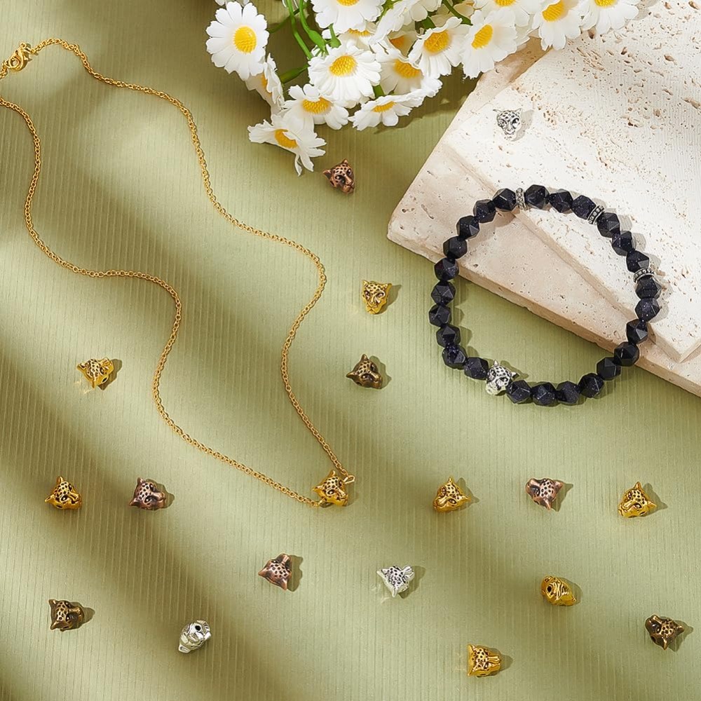 4 Colors Leopard Head Beads 10 - Bead Bracelet Men avis et prix