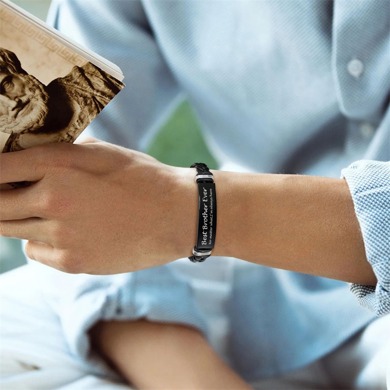 Personalized Leather Bracelet  - Bead Bracelet Men avis et prix