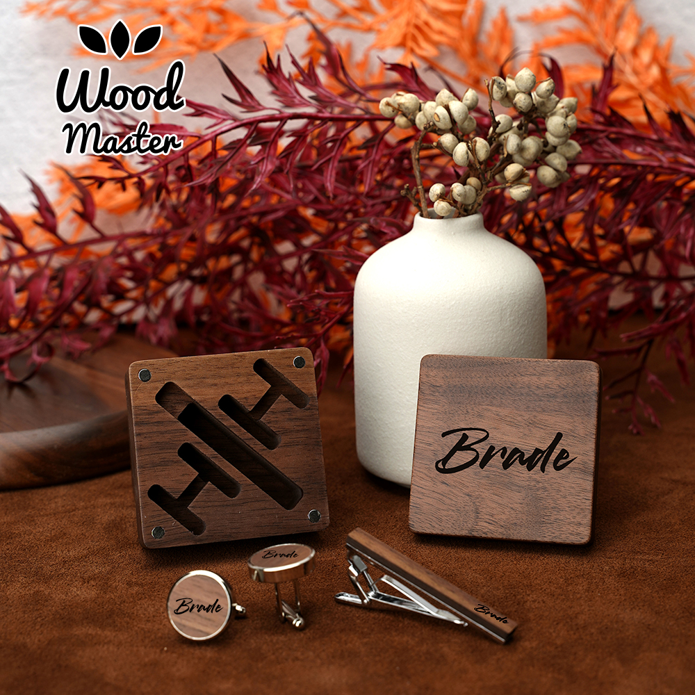 Custom Engraved Wooden Groom A - Cufflink Box Set avis et prix