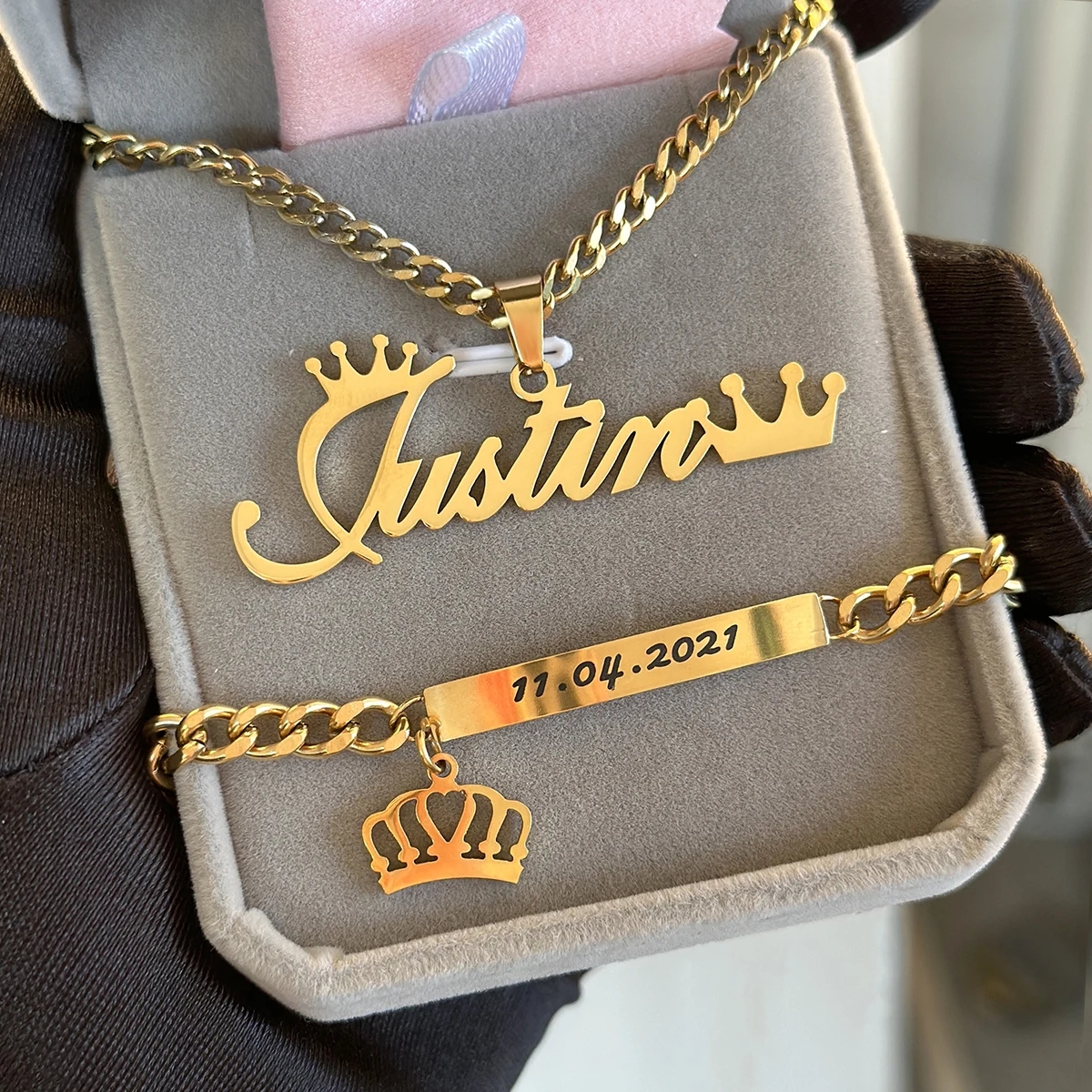 Customized Name Necklace Brace - Men Accessories Bracelet avis et prix