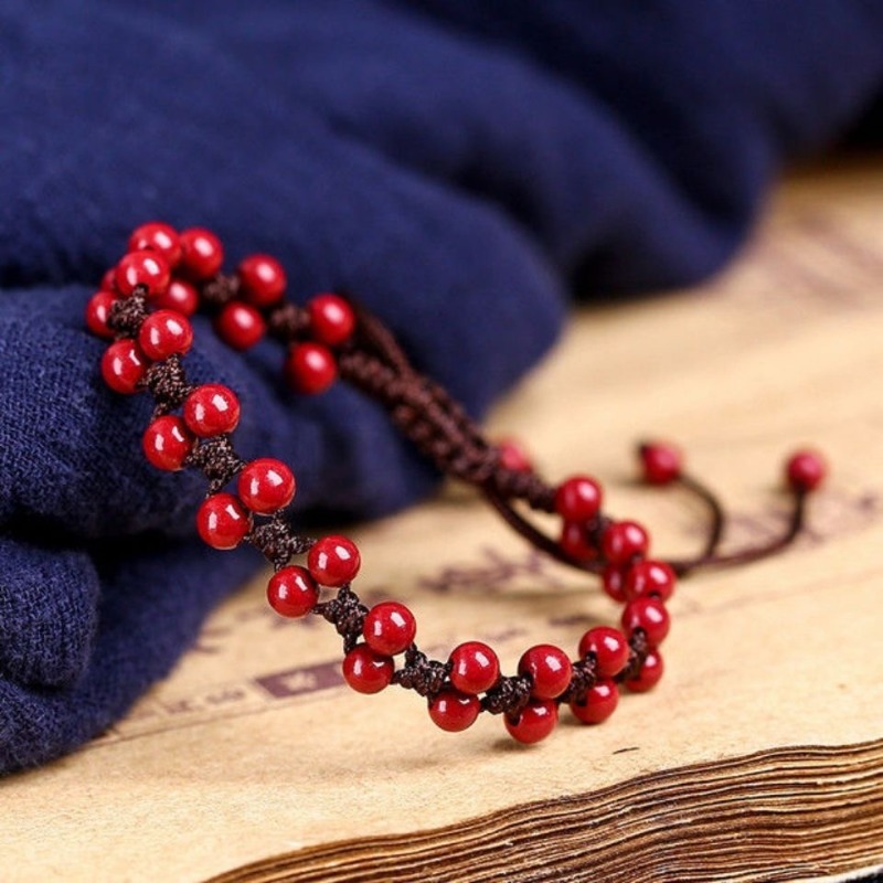 Customized Natural Red Cinnaba - Bead Bracelet Men avis et prix