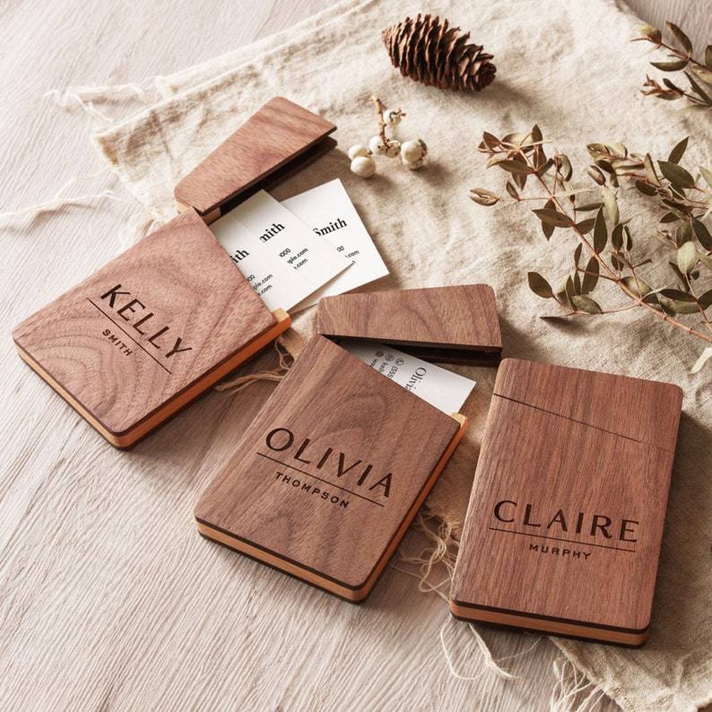 Business Card Holder Wooden Of - Men'S Accessories Office avis et prix