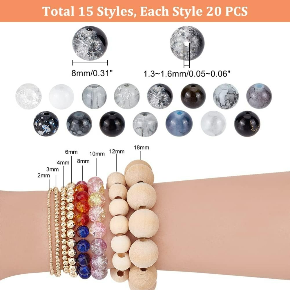 300pcs 8mm Black Glass Beads 1 - Men Accessories Bracelet avis et prix